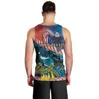 Personalised United States And New Zealand Men Tank Top USA Eagle With Kowhai Aotearoa Tui Bird