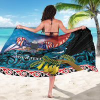 Personalised United States And New Zealand Sarong USA Eagle With Kowhai Aotearoa Tui Bird