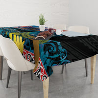 Personalised United States And New Zealand Tablecloth USA Eagle With Kowhai Aotearoa Tui Bird
