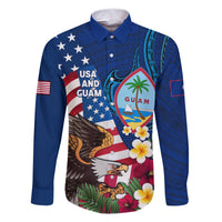Personalised United States And Guam Family Matching Short Sleeve Bodycon Dress and Hawaiian Shirt USA Eagle With Guahan Seal Tropical Vibes