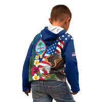 Personalised United States And Guam Kid Hoodie USA Eagle With Guahan Seal Tropical Vibes