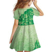 Aloha Hawaii Molokai Island Family Matching Short Sleeve Bodycon Dress and Hawaiian Shirt Hibiscus Tribal Honu Hawaiian Tattoo Green