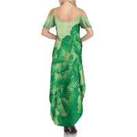 Aloha Hawaii Molokai Island Family Matching Summer Maxi Dress and Hawaiian Shirt Hibiscus Tribal Honu Hawaiian Tattoo Green