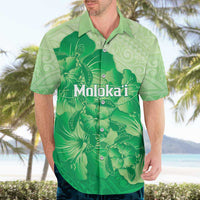 Aloha Hawaii Molokai Island Hawaiian Shirt Hibiscus Tribal Honu Hawaiian Tattoo Green
