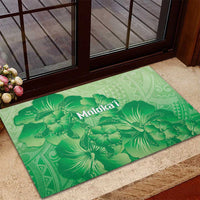 Aloha Hawaii Molokai Island Rubber Doormat Hibiscus Tribal Honu Hawaiian Tattoo Green