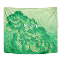 Aloha Hawaii Molokai Island Tapestry Hibiscus Tribal Honu Hawaiian Tattoo Green