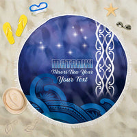 Personalised Matariki New Zealand Beach Blanket Maori New Year Galaxy Koru Pattern LT14 One Size 150cm Blue - Polynesian Pride
