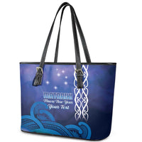 Personalised Matariki New Zealand Leather Tote Bag Maori New Year Galaxy Koru Pattern