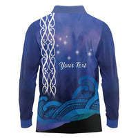 Personalised Matariki New Zealand Long Sleeve Polo Shirt Maori New Year Galaxy Koru Pattern LT14 - Polynesian Pride