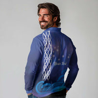 Personalised Matariki New Zealand Long Sleeve Polo Shirt Maori New Year Galaxy Koru Pattern LT14 - Polynesian Pride