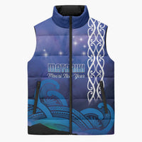 Personalised Matariki New Zealand Sleeveless Puffer Jacket Maori New Year Galaxy Koru Pattern - Polynesian Pride