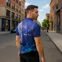 Personalised Matariki New Zealand Zipper Polo Shirt Maori New Year Galaxy Koru Pattern - Polynesian Pride