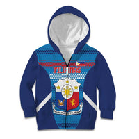 Philippines Football 2026 Kid Hoodie Come On Filipinas LT14 Zip Hoodie Blue - Polynesian Pride