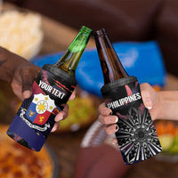 Philippines Sun Tattoo 4 in 1 Can Cooler Tumbler Feathers Filipinas Grunge Style Black LT14 - Polynesian Pride