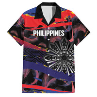 Philippines Sun Tattoo Family Matching Off Shoulder Maxi Dress and Hawaiian Shirt Feathers Filipinas Grunge Style Black