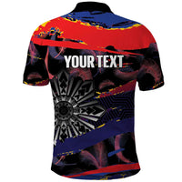 Philippines Sun Tattoo Polo Shirt Feathers Filipinas Grunge Style Black LT14 - Polynesian Pride
