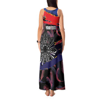 Philippines Sun Tattoo Tank Maxi Dress Feathers Filipinas Grunge Style Black
