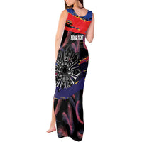 Philippines Sun Tattoo Tank Maxi Dress Feathers Filipinas Grunge Style Black