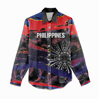 Philippines Sun Tattoo Women Casual Shirt Feathers Filipinas Grunge Style Black LT14 - Polynesian Pride