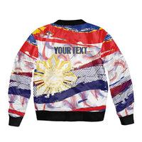 Philippines Sun Tattoo Bomber Jacket Feathers Filipinas Grunge Style White LT14 - Polynesian Pride