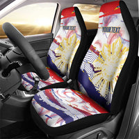 Philippines Sun Tattoo Car Seat Cover Feathers Filipinas Grunge Style White