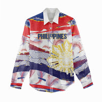 Philippines Sun Tattoo Women Casual Shirt Feathers Filipinas Grunge Style White LT14 - Polynesian Pride
