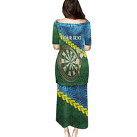 Personalised Solomon Islands Darts Puletasi Tropical Leaves Melanesian Pattern