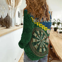 Personalised Solomon Islands Darts Women Casual Shirt Tropical Leaves Melanesian Pattern
