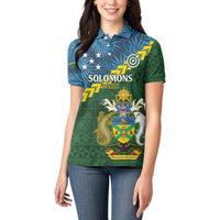 Personalised Solomon Islands Darts Women Polo Shirt Tropical Leaves Melanesian Pattern