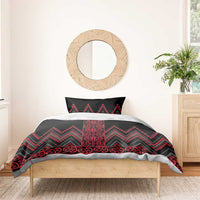 Red Aotearoa Mangopare Kowhaiwhai and Niho Taniwha Bedding Set Maori New Zealand