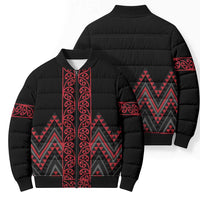 Red Aotearoa Mangopare Kowhaiwhai Niho Taniwha Bomber Puffer Jacket Maori New Zealand - Polynesian Pride