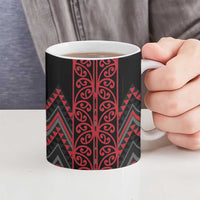 Red Aotearoa Mangopare Kowhaiwhai Niho Taniwha Ceramic Mug Maori New Zealand - Polynesian Pride