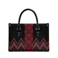 Red Aotearoa Mangopare Kowhaiwhai Niho Taniwha Leather Bag Maori New Zealand - Polynesian Pride