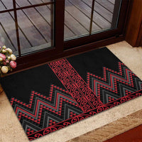 Red Aotearoa Mangopare Kowhaiwhai and Niho Taniwha Rubber Doormat Maori New Zealand