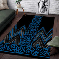 Blue Aotearoa Mangopare Kowhaiwhai and Niho Taniwha Area Rug Maori New Zealand