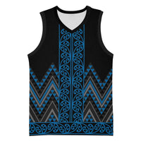 Blue Aotearoa Mangopare Kowhaiwhai Niho Taniwha Basketball Jersey Maori New Zealand - Polynesian Pride