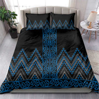 Blue Aotearoa Mangopare Kowhaiwhai and Niho Taniwha Bedding Set Maori New Zealand