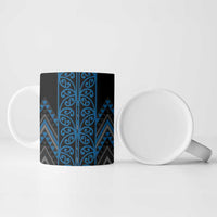 Blue Aotearoa Mangopare Kowhaiwhai Niho Taniwha Ceramic Mug Maori New Zealand - Polynesian Pride