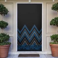 Blue Aotearoa Mangopare Kowhaiwhai Niho Taniwha Door Cover Maori New Zealand - Polynesian Pride