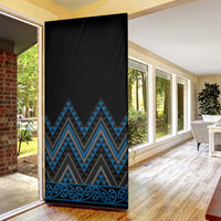 Blue Aotearoa Mangopare Kowhaiwhai Niho Taniwha Door Cover Maori New Zealand - Polynesian Pride