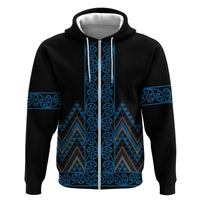 Blue Aotearoa Mangopare Kowhaiwhai and Niho Taniwha Hoodie Maori New Zealand