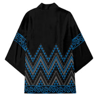 Blue Aotearoa Mangopare Kowhaiwhai Niho Taniwha Kimono Maori New Zealand - Polynesian Pride