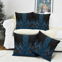 Blue Aotearoa Mangopare Kowhaiwhai Niho Taniwha Pillow Cover Maori New Zealand - Polynesian Pride