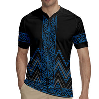 Blue Aotearoa Mangopare Kowhaiwhai and Niho Taniwha Rugby Jersey Maori New Zealand