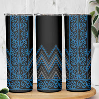 Blue Aotearoa Mangopare Kowhaiwhai and Niho Taniwha Skinny Tumbler Maori New Zealand