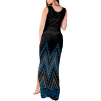 Blue Aotearoa Mangopare Kowhaiwhai and Niho Taniwha Tank Maxi Dress Maori New Zealand