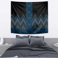 Blue Aotearoa Mangopare Kowhaiwhai and Niho Taniwha Tapestry Maori New Zealand