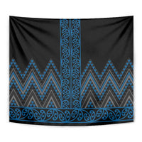 Blue Aotearoa Mangopare Kowhaiwhai and Niho Taniwha Tapestry Maori New Zealand