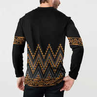 Gold Aotearoa Mangopare Kowhaiwhai and Niho Taniwha Button Sweatshirt Maori New Zealand
