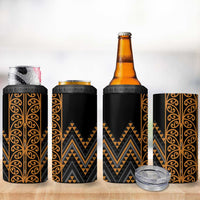 Gold Aotearoa Mangopare Kowhaiwhai and Niho Taniwha 4 in 1 Can Cooler Tumbler Maori New Zealand
